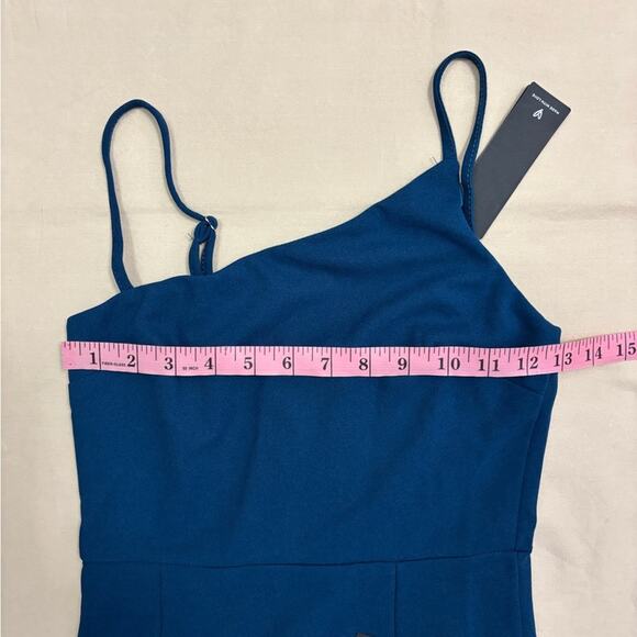 NWT Lulu's Aysmmetrical Teal Sheath Dress Size Small - Picture 6 of 7